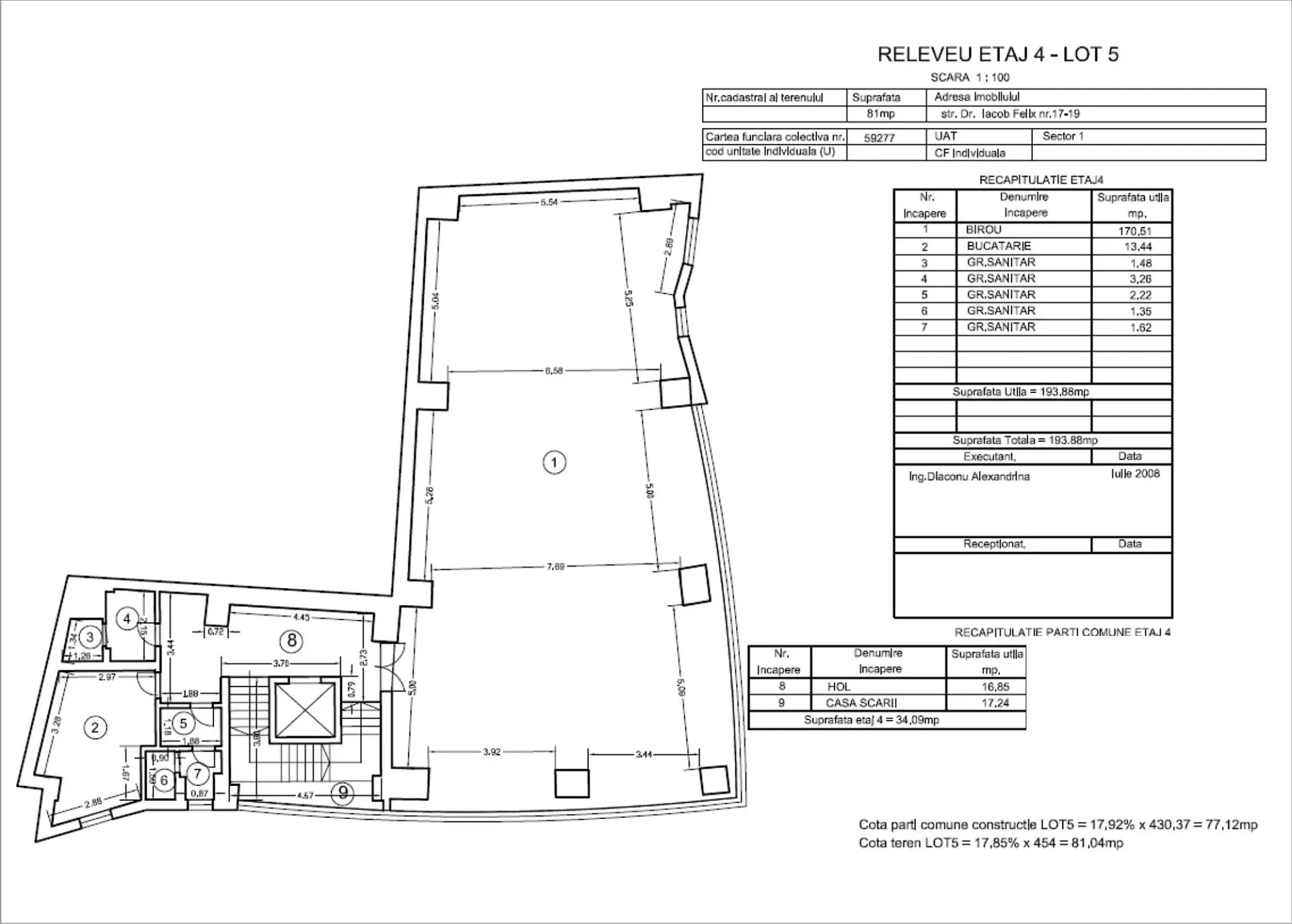 Dr. Felix 17-19 - plan etaj curent.webp